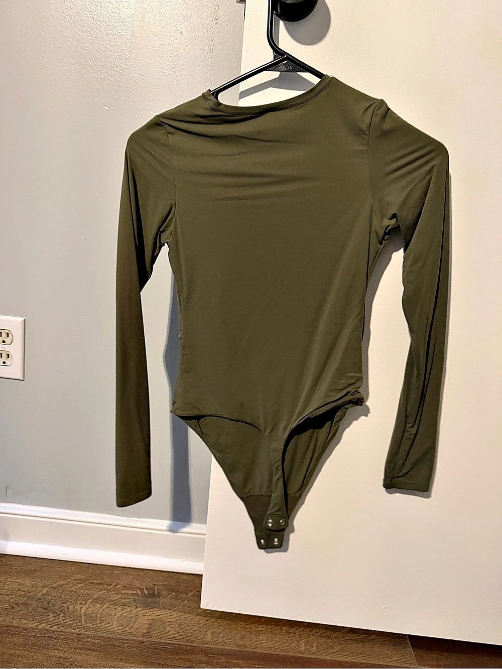 Target brand Cotton Stretch Long Sleeve Crewneck Bodysuit in Green